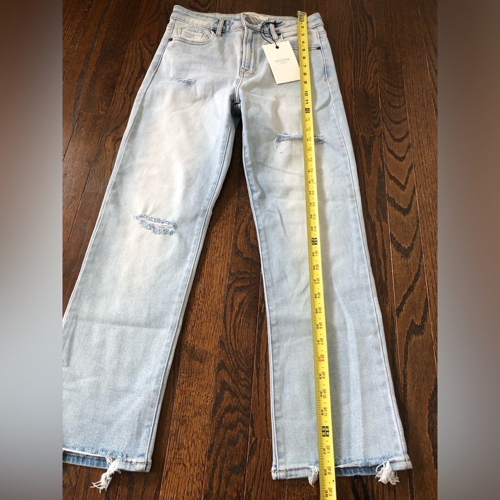 NWT HIDDEN Jeans Women’s 29 Fray Hem Ankle Cigarette Skinny Jeans in Light Wash - Picture 4 of 10
